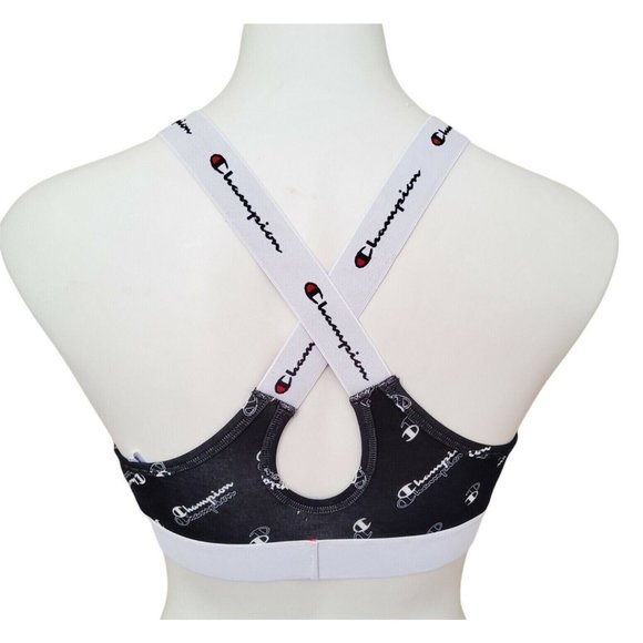 Champion Wireless Sports Bra Womens Size Medium Black Racerback Straps High Neck - Picture 6 of 8